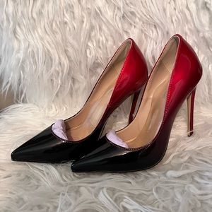 Gorgeous FSJ 4 inch heels size 6. Shiny Red fading into Shiny Black.